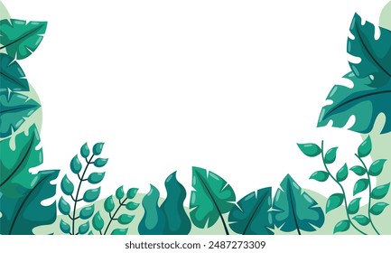 nature background with tropical leaf border