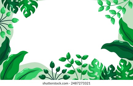 nature background with tropical leaf border
