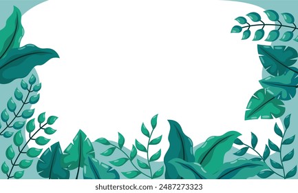 nature background with tropical leaf border