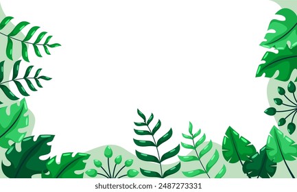 nature background with tropical leaf border
