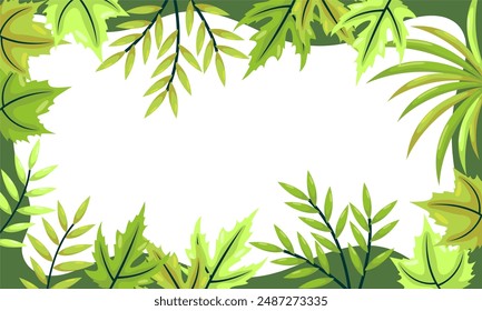 nature background with tropical leaf border