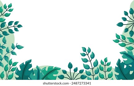 nature background with tropical leaf border