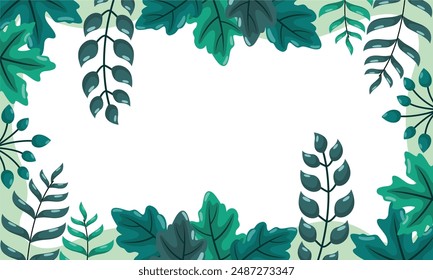 nature background with tropical leaf border