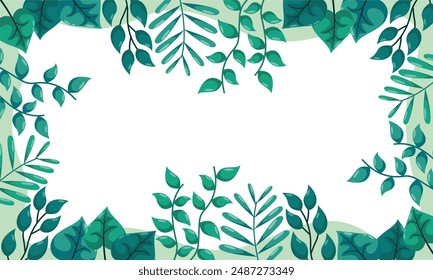 nature background with tropical leaf border