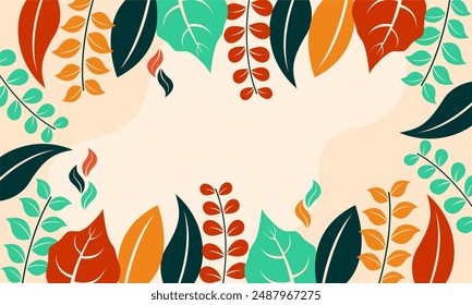 nature background with tropical leaf border
