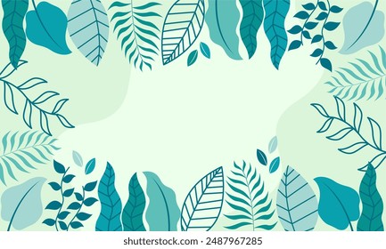 nature background with tropical leaf border