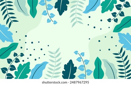 nature background with tropical leaf border