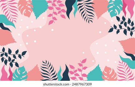 nature background with tropical leaf border