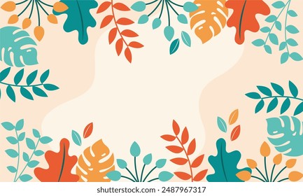nature background with tropical leaf border