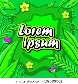 Nature Background vector Illustration of leaves and flowers_ eps 10