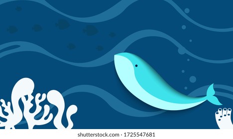 Nature background of world ocean day illustration vector. Under water background illustration vector