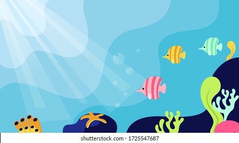 Nature background of world ocean day illustration vector. Under water background illustration vector