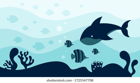 Nature background of world ocean day illustration vector. Under water background illustration vector