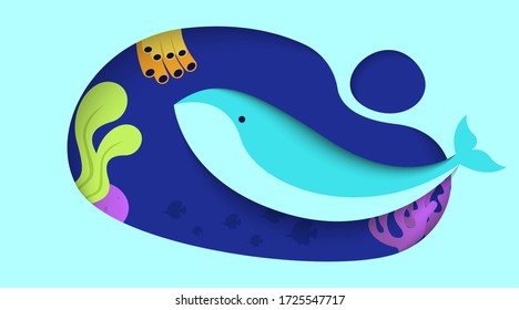 Nature background of world ocean day illustration vector. Under water background illustration vector