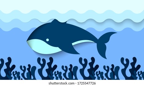 Nature background of world ocean day illustration vector. Under water background illustration vector