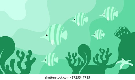 Nature background of world ocean day illustration vector. Under water background illustration vector