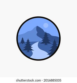 Nature badge logo vector illustration design. mountain logo concept
