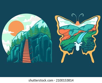 nature badge vector print illustration
