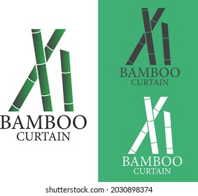 Nature Bamboo Curtain Logo Vector