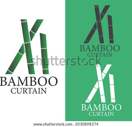 Nature Bamboo Curtain Logo Vector