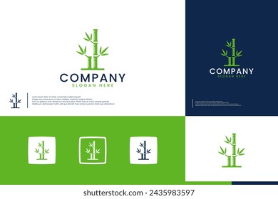 logo de bambú natural , verde , plantilla de diseño vectorial.