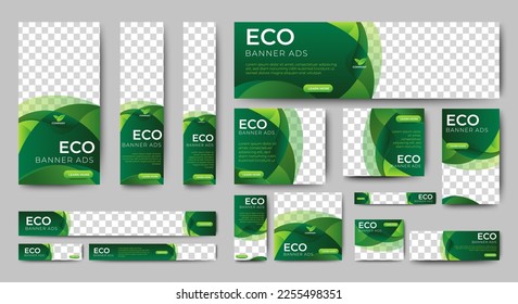 Nature banner design web template Set, Horizontal header web banner. Modern Gradient green cover header background for website design, Social Media Cover ads banner, flyer, invitation card