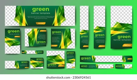 Nature banner design web template Set, Horizontal header web banner. Modern Gradient green cover header background for website design, Social Media Cover ads banner, flyer, invitation card