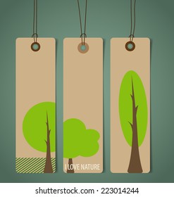 Nature banner, Eco organic labels and tags set. Vector illustration.