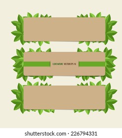 Nature banner, Eco organic labels and cards. Vector illustration.