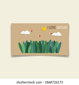 Nature banner. Green Eco Earth with trees, vector illustration.