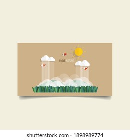 Nature banner. Green Eco Earth with trees, vector illustration.