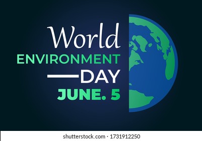 Nature banner. World environment day concept. half globe on dark blue background. Vector illustration