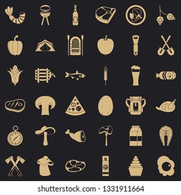 Nature barbecue icons set. Simple style of 36 nature barbecue vector icons for web for any design