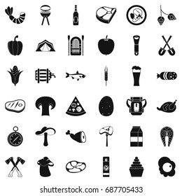 Nature barbecue icons set. Simple style of 36 nature barbecue vector icons for web isolated on white background