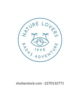 nature beach with coconut tree logo design vector holiday