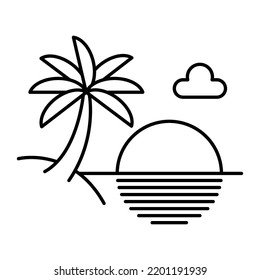 Nature Beach Landscape Icon Vector.