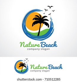 Nature Beach Logo Template Design Vector, Emblem, Design Concept, Creative Symbol, Icon