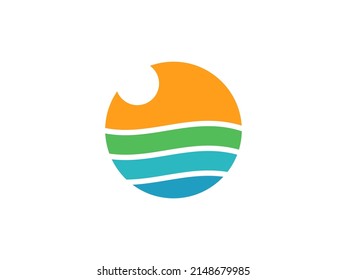 Nature Beach View logo design. Usable for Business and Branding Logos. Flat Vector Logo Design Template