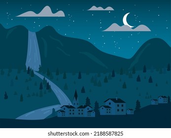 Nature beautiful town art landscape river