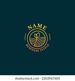 Nature beauty golden flower grow up logo design