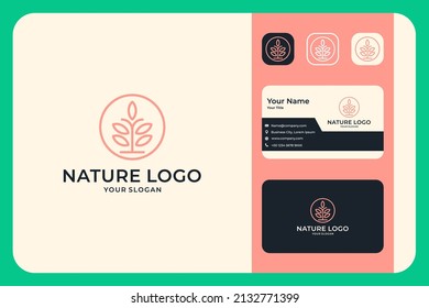 nature beauty line art logo design and business card