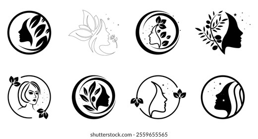 Nature beauty logo design collection with unique style Premium Vector