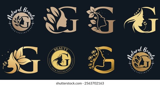 Nature beauty logo design collection with letter g concept and unique style Premium Vector