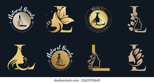 Nature beauty logo design collection with letter l concept and unique style Premium Vector