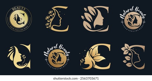 Nature beauty logo design collection with letter c concept and unique style Premium Vector