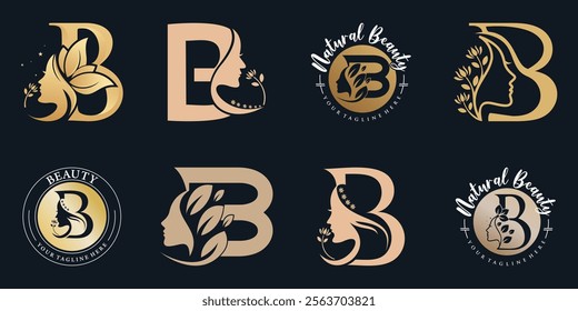 Nature beauty logo design collection with letter b concept and unique style Premium Vector
