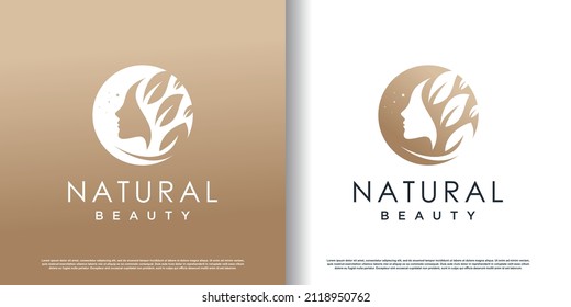 Nature beauty logo design with unique style Premium Vector