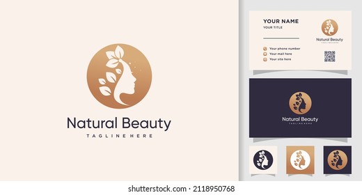 Diseño de logotipo de belleza natural con estilo exclusivo Vector Premium