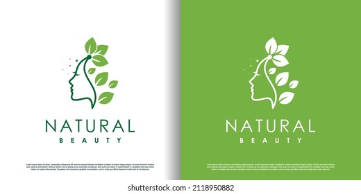 Nature beauty logo design with unique style Premium Vector