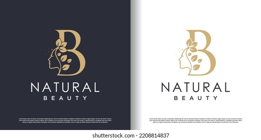 logotipo de belleza natural con letra b de estilo vector premium